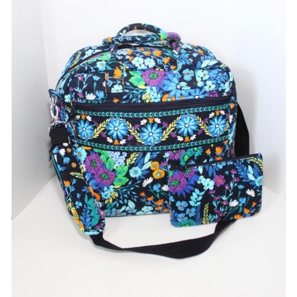 Vera Bradley Handbags - Vera Bradly Set Weekender Floral Travel Cargo Duffle Bag Midnight Blues H14591